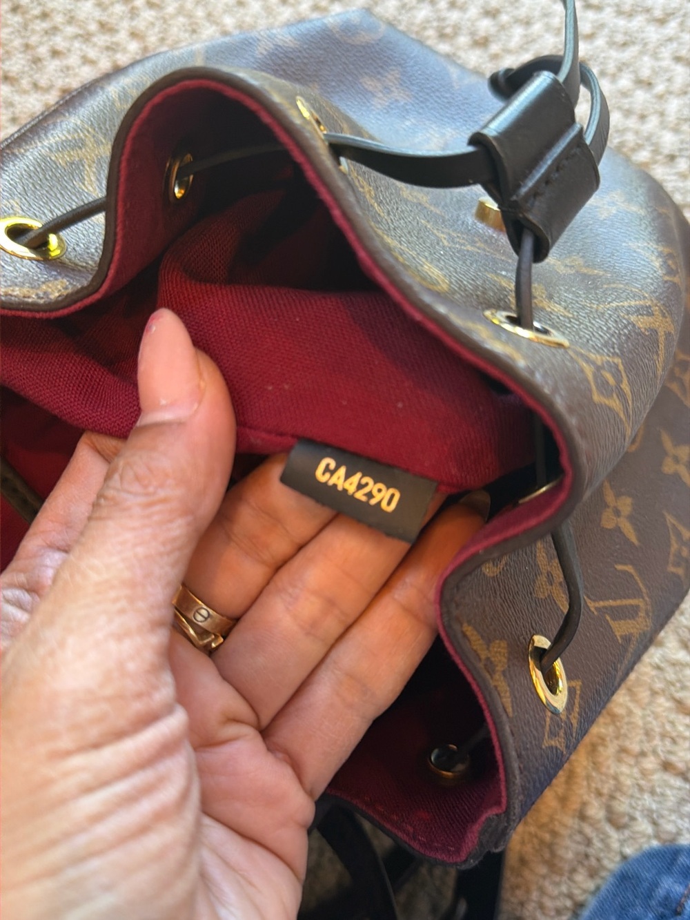 Louis Vuitton Monogram Small Drawstring Backpack in Brown and Black - Picture 7 of 11